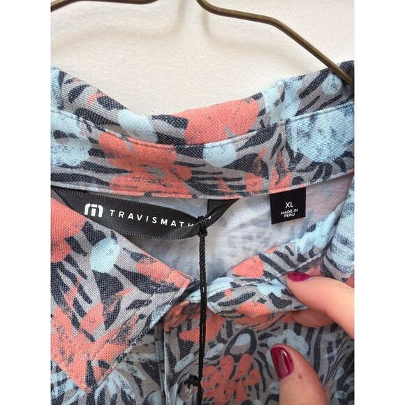 TravisMathew Mens Featherweight Sands Heater Polo Shirt XL Floral Print - Picture 2 of 6